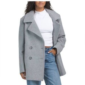 NWT Cinzia Rocca Double Breasted Pure Wool Gray Goat Womens Sz 12 Italy $1545